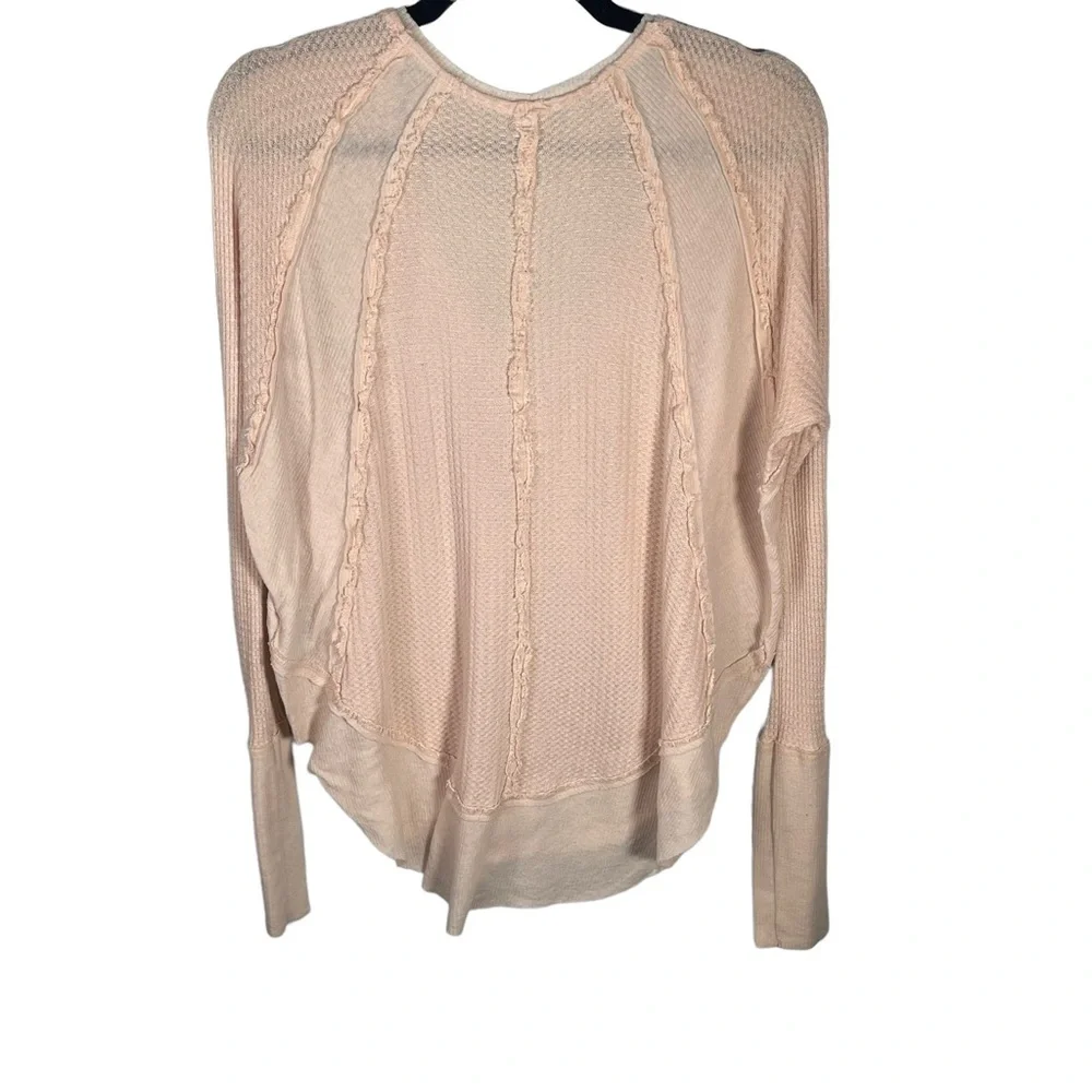 Free People Pale Pink Layered Waffle Long Sleeve Tee
